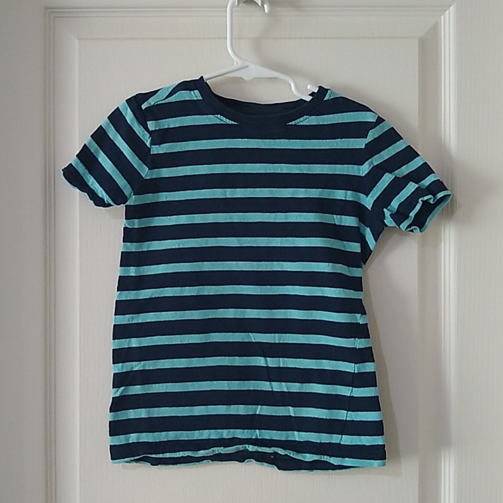 Primary classic striped tee in navy/pool